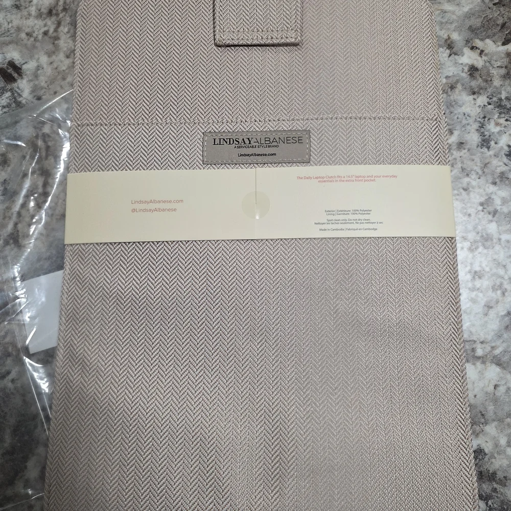 Lindsay Albanese Beige Laptop Clutch Limited Edition